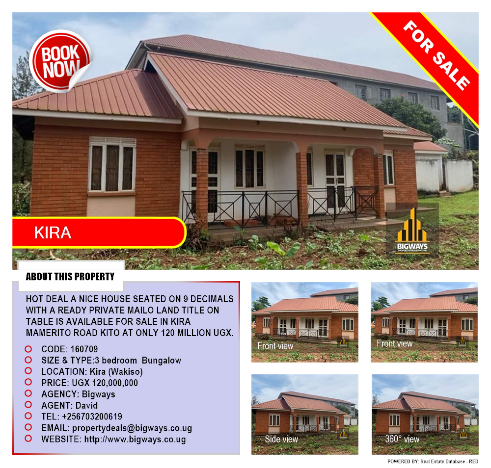 3 bedroom Bungalow  for sale in Kira Wakiso Uganda, code: 160709