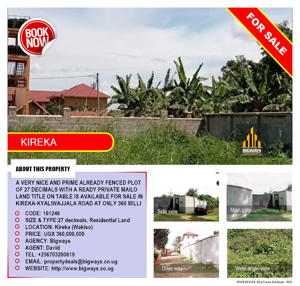 Residential Land  for sale in Kireka Wakiso Uganda, code: 161246