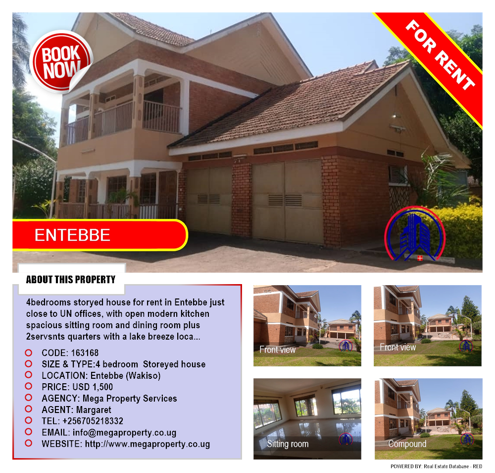 4 bedroom Storeyed house  for rent in Entebbe Wakiso Uganda, code: 163168