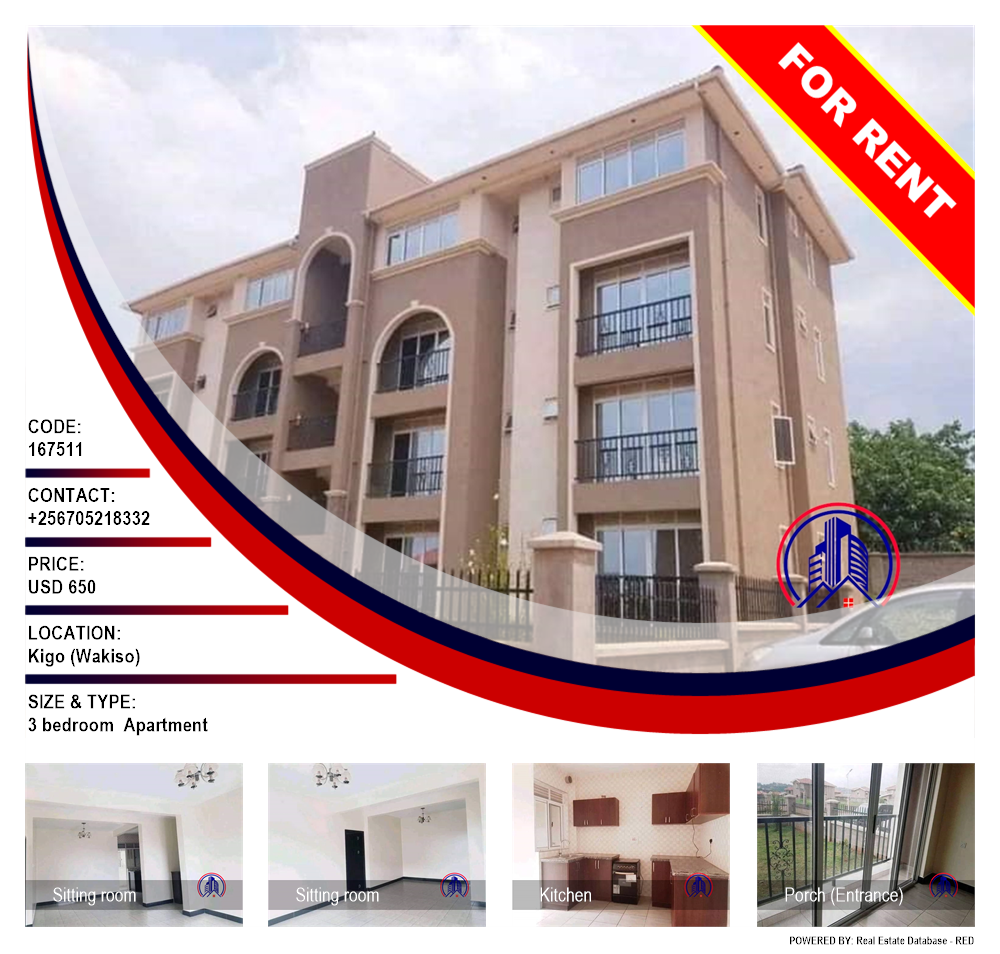 3 bedroom Apartment  for rent in Kigo Wakiso Uganda, code: 167511