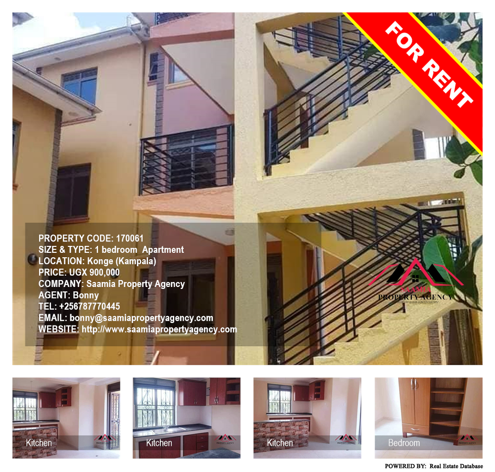 1 bedroom Apartment  for rent in Konge Kampala Uganda, code: 170061