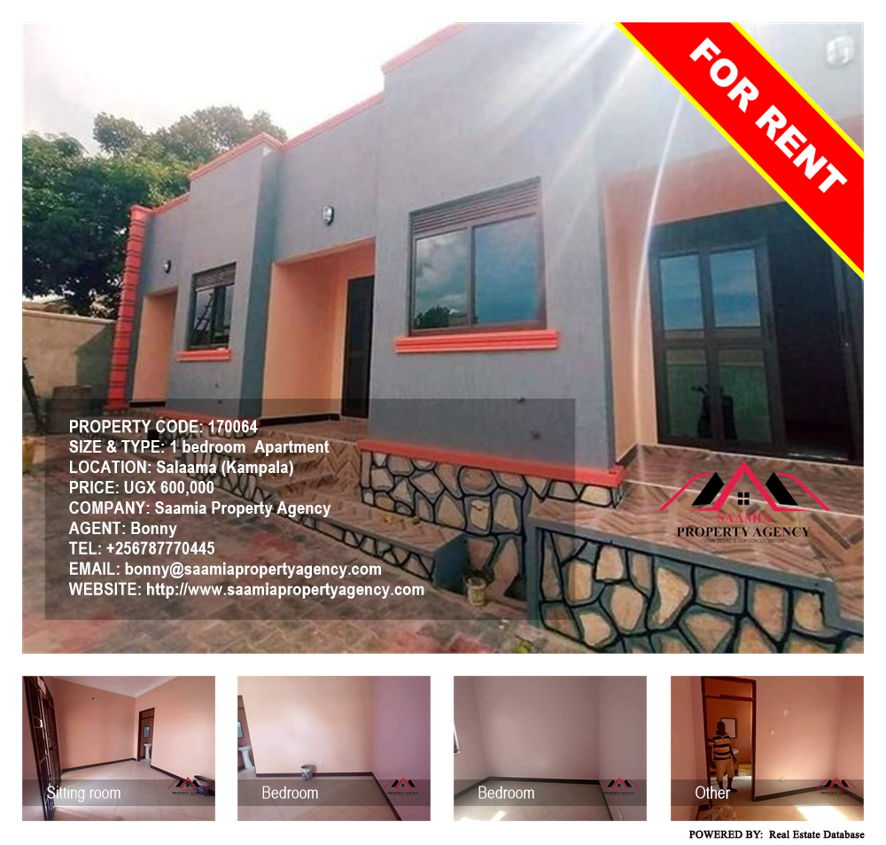 1 bedroom Apartment  for rent in Salaama Kampala Uganda, code: 170064