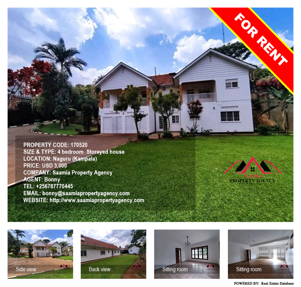 4 bedroom Storeyed house  for rent in Naguru Kampala Uganda, code: 170520