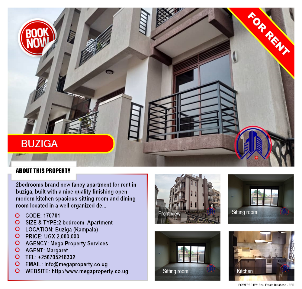 2 bedroom Apartment  for rent in Buziga Kampala Uganda, code: 170701