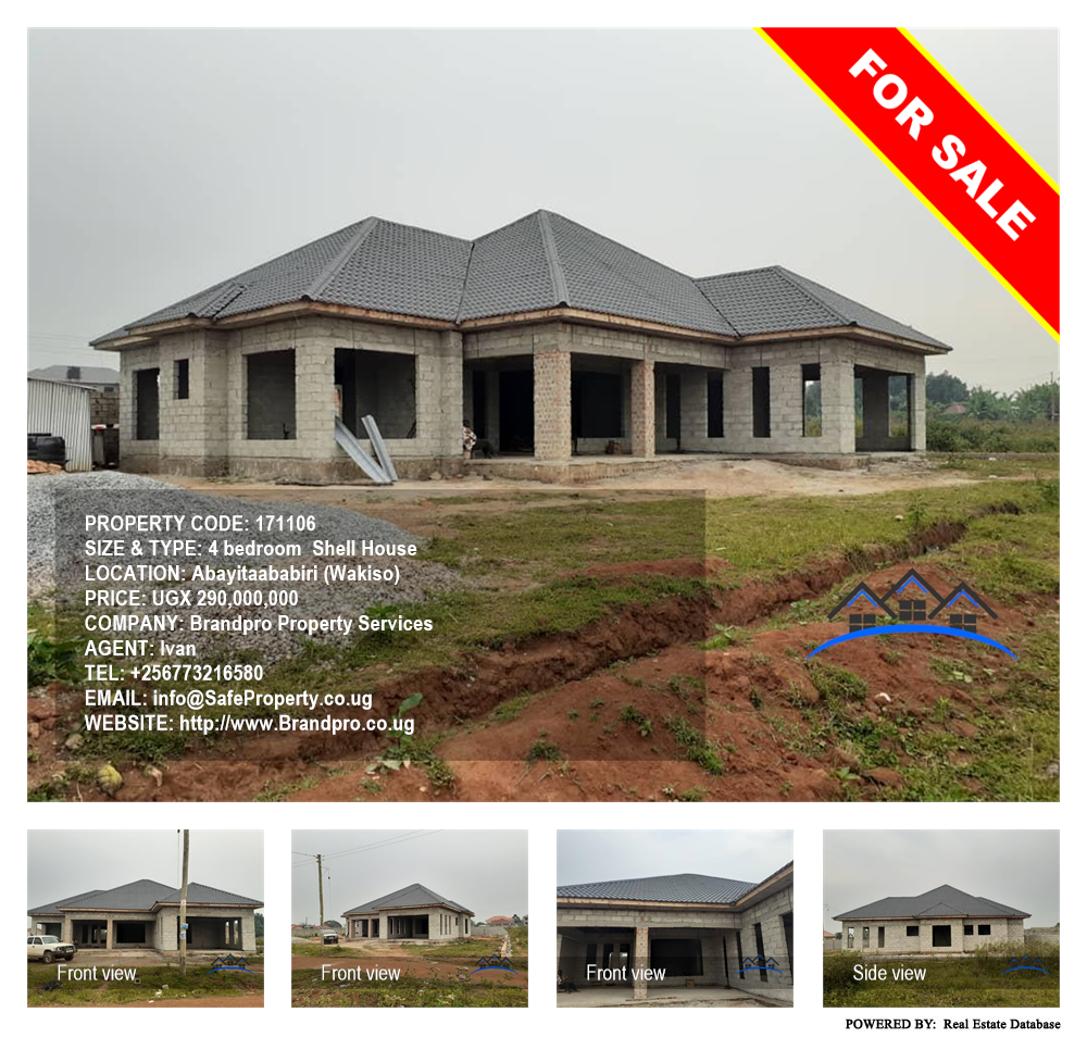 4 bedroom Shell House  for sale in AbayitaAbabiri Wakiso Uganda, code: 171106