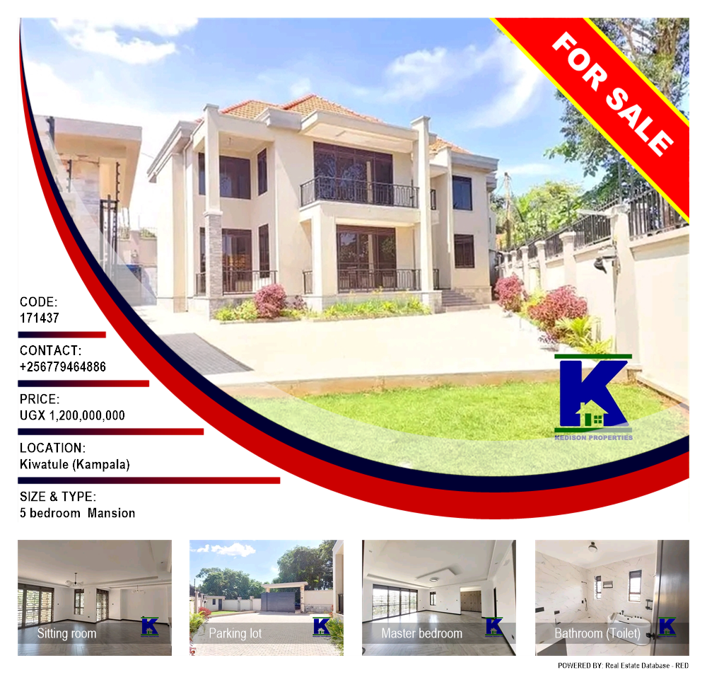 5 bedroom Mansion  for sale in Kiwaatule Kampala Uganda, code: 171437