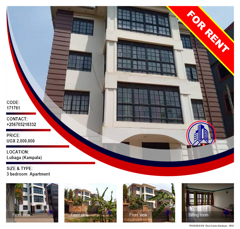 3 bedroom Apartment  for rent in Lubaga Kampala Uganda, code: 171761