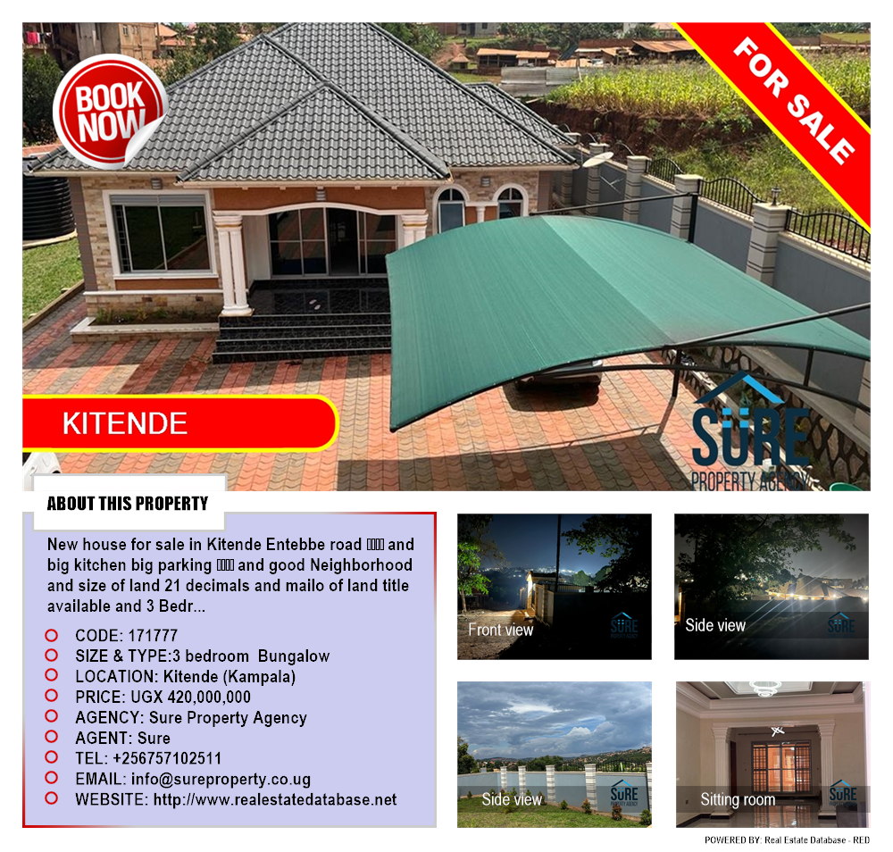 3 bedroom Bungalow  for sale in Kitende Kampala Uganda, code: 171777