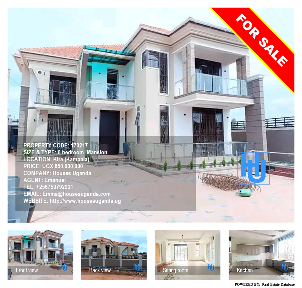 6 bedroom Mansion  for sale in Kira Kampala Uganda, code: 173217