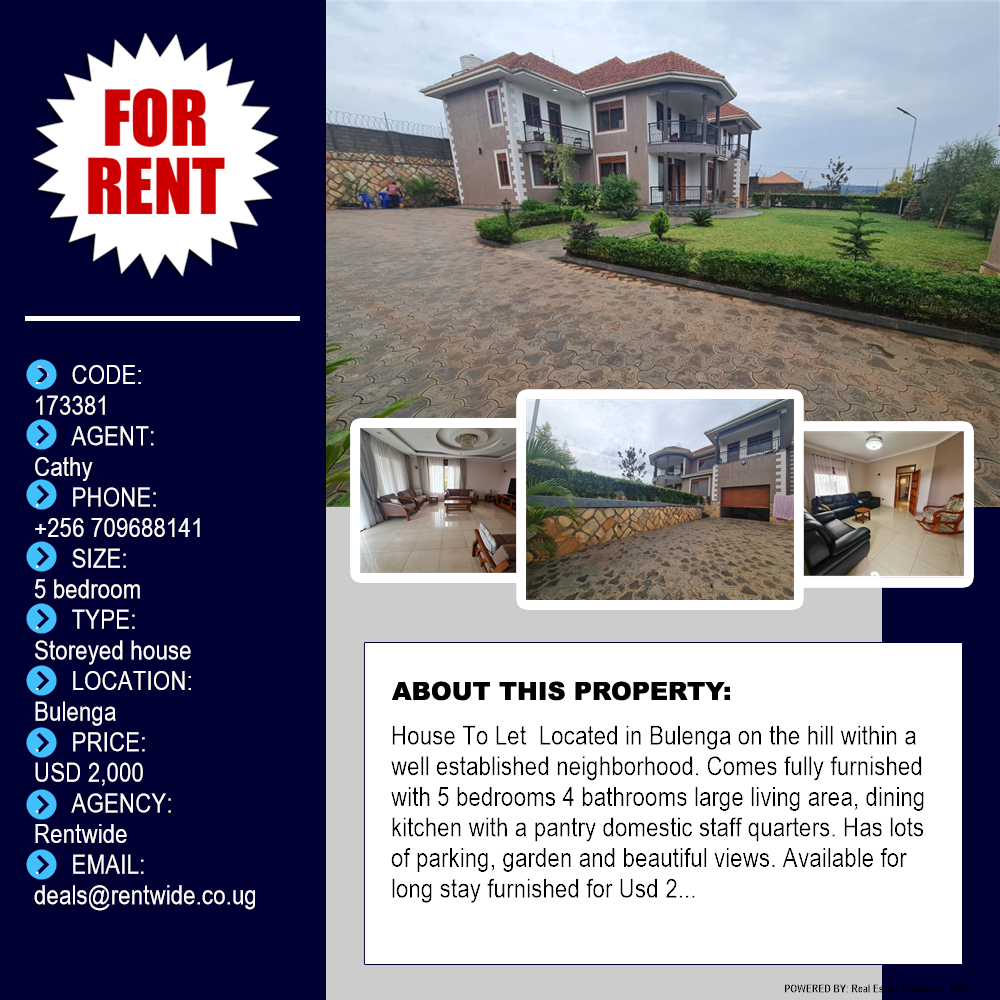 5 bedroom Storeyed house  for rent in Bulenga Wakiso Uganda, code: 173381