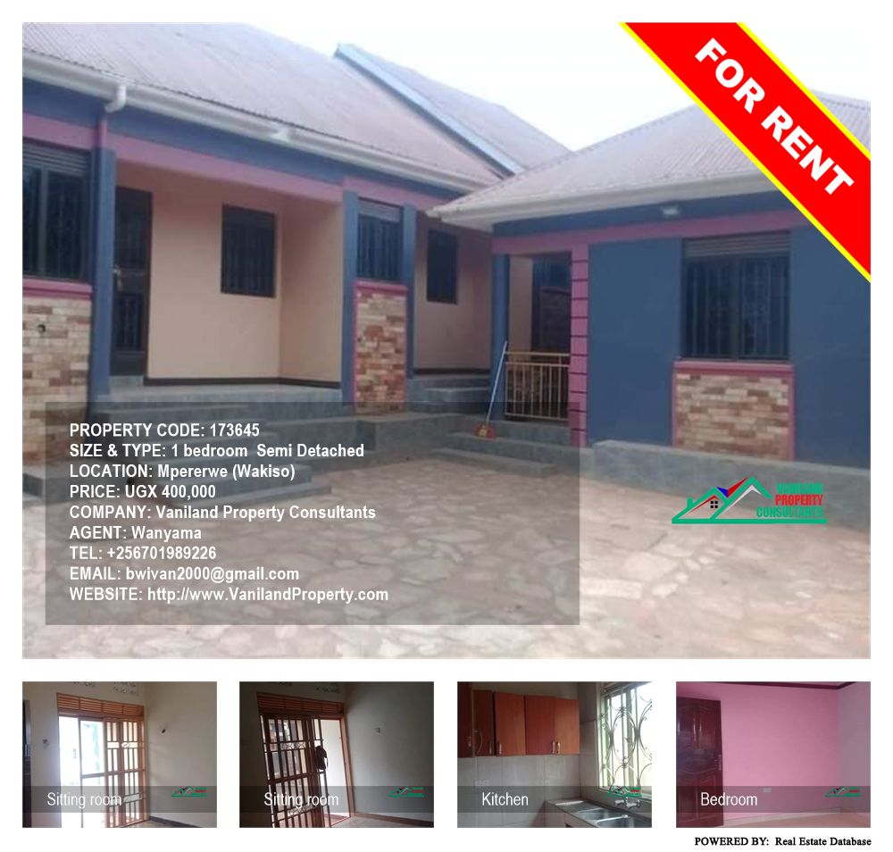 1 bedroom Semi Detached  for rent in Mpererwe Wakiso Uganda, code: 173645