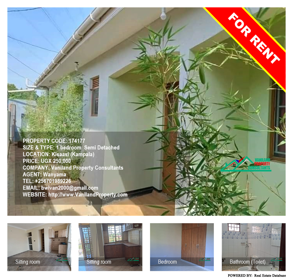 1 bedroom Semi Detached  for rent in Kisaasi Kampala Uganda, code: 174177