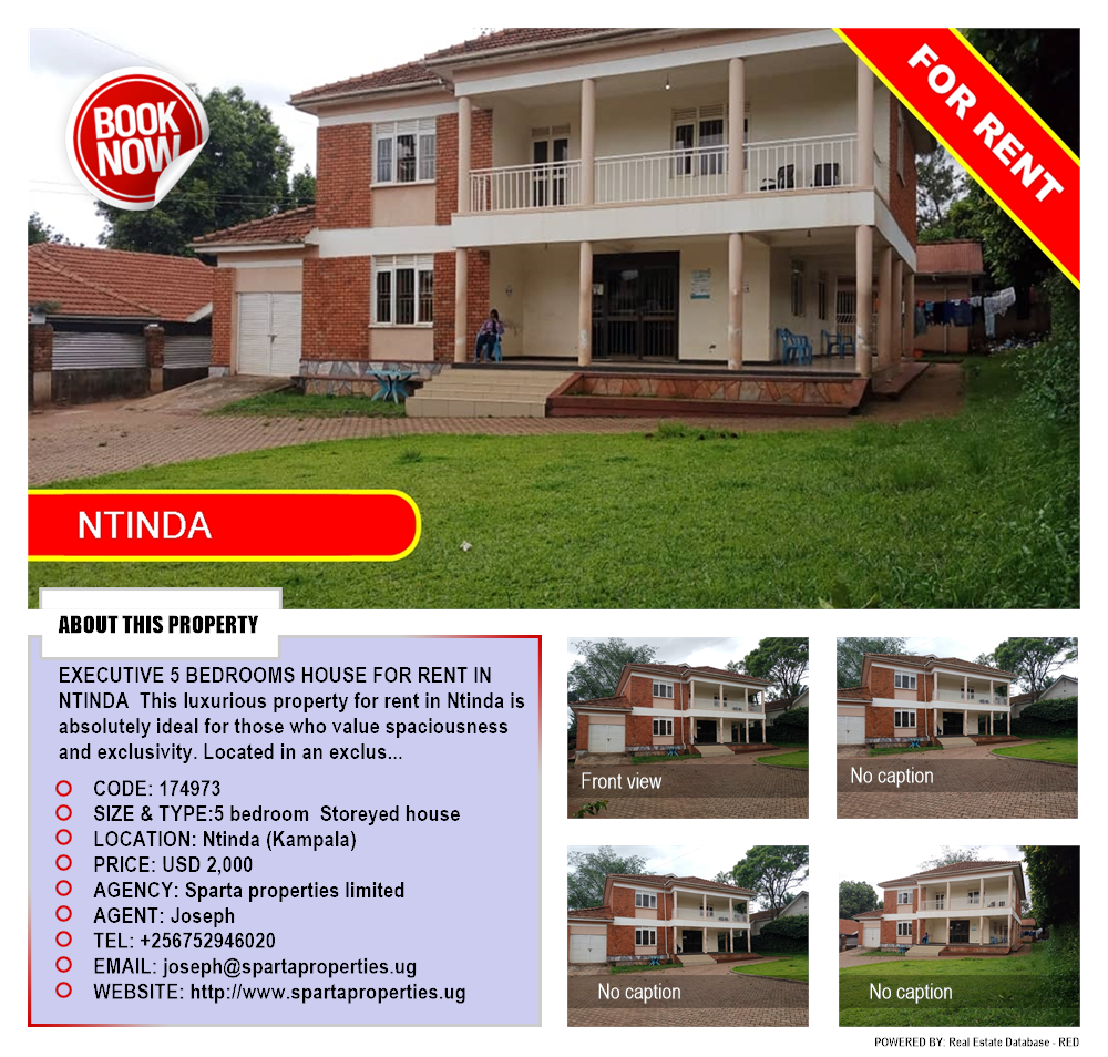 5 bedroom Storeyed house  for rent in Ntinda Kampala Uganda, code: 174973