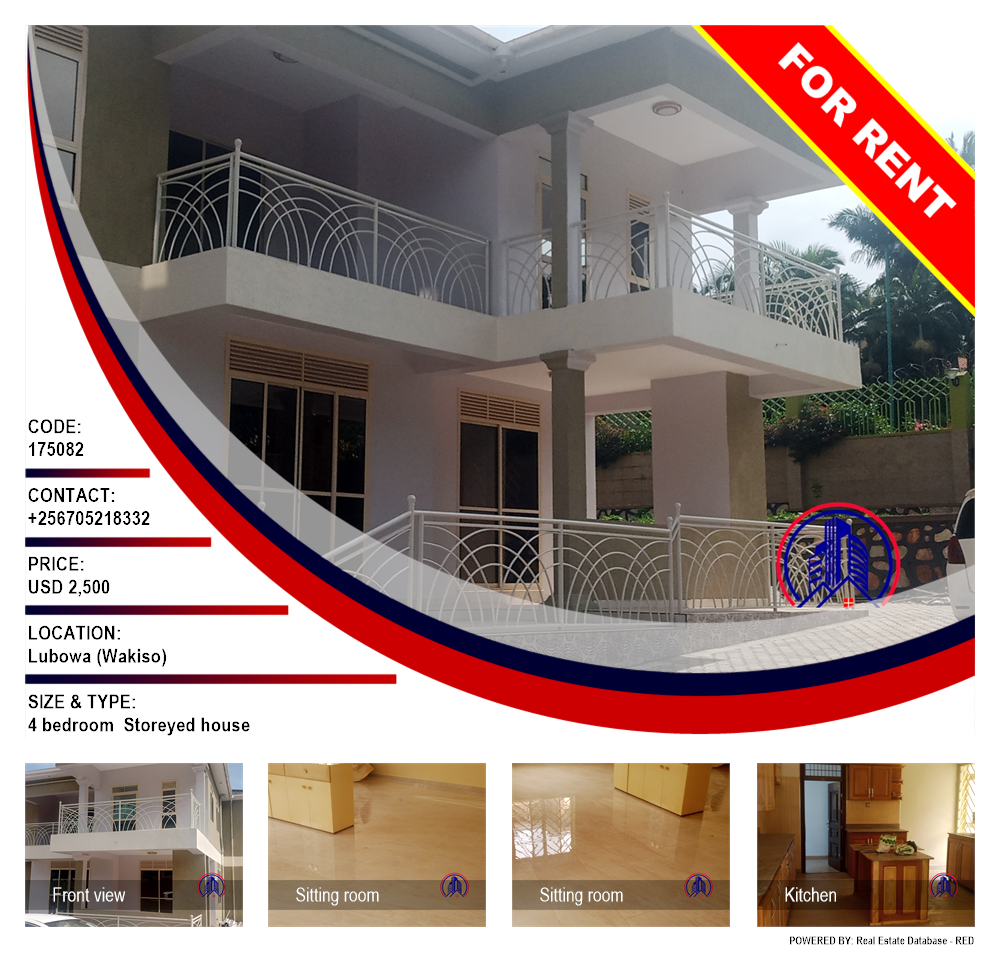 4 bedroom Storeyed house  for rent in Lubowa Wakiso Uganda, code: 175082