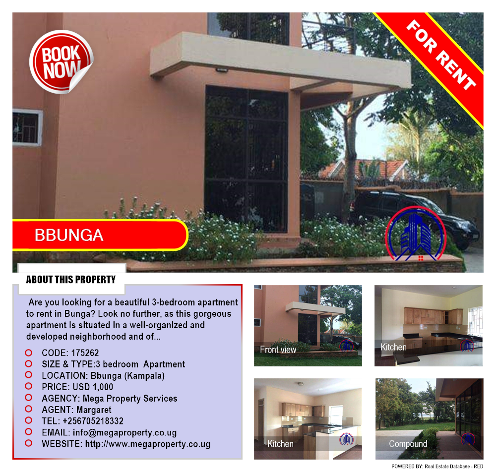 3 bedroom Apartment  for rent in Bbunga Kampala Uganda, code: 175262