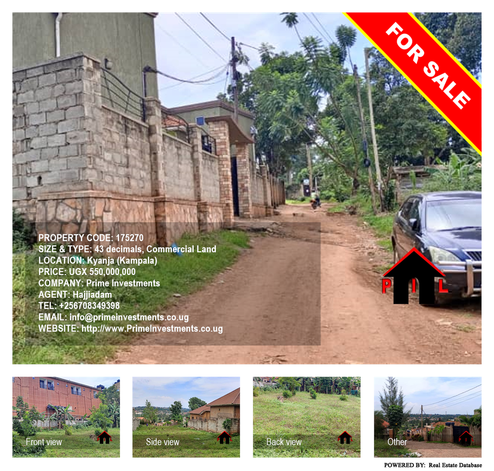 Commercial Land  for sale in Kyanja Kampala Uganda, code: 175270