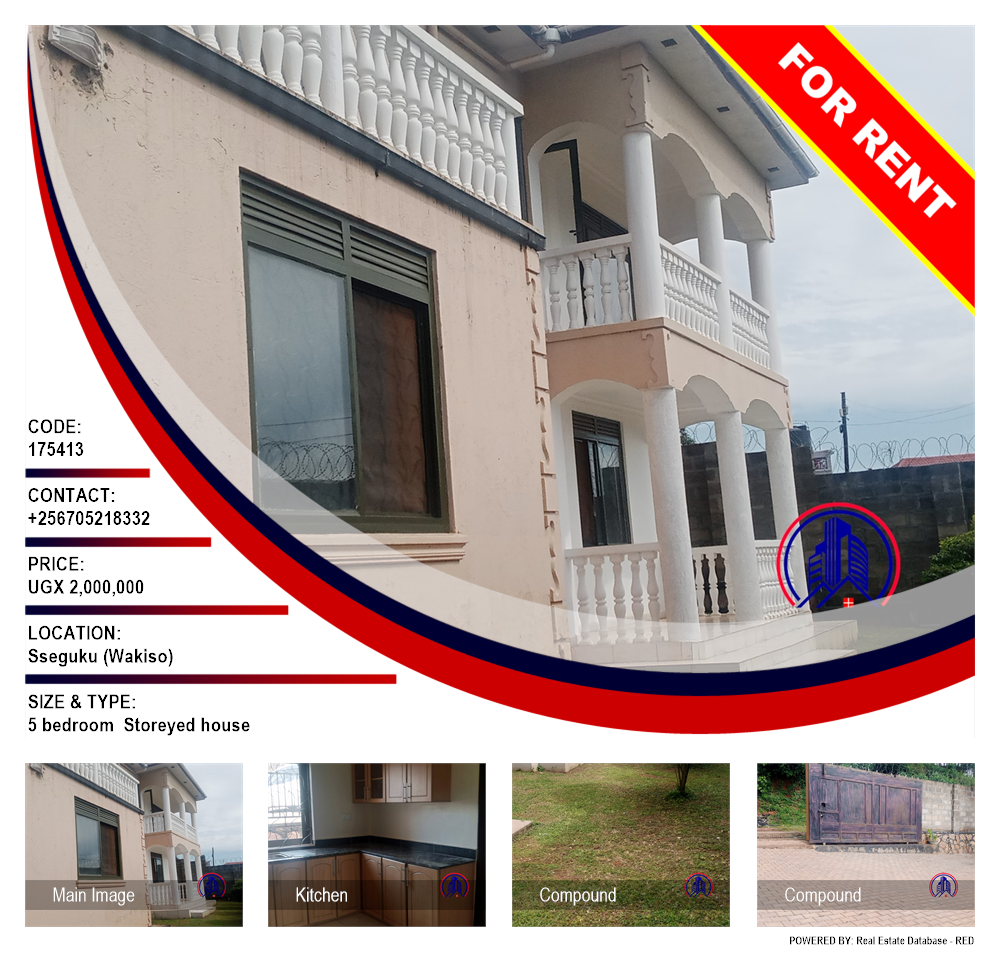 5 bedroom Storeyed house  for rent in Seguku Wakiso Uganda, code: 175413