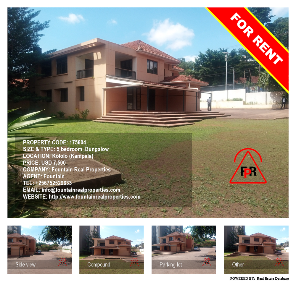 5 bedroom Bungalow  for rent in Kololo Kampala Uganda, code: 175604