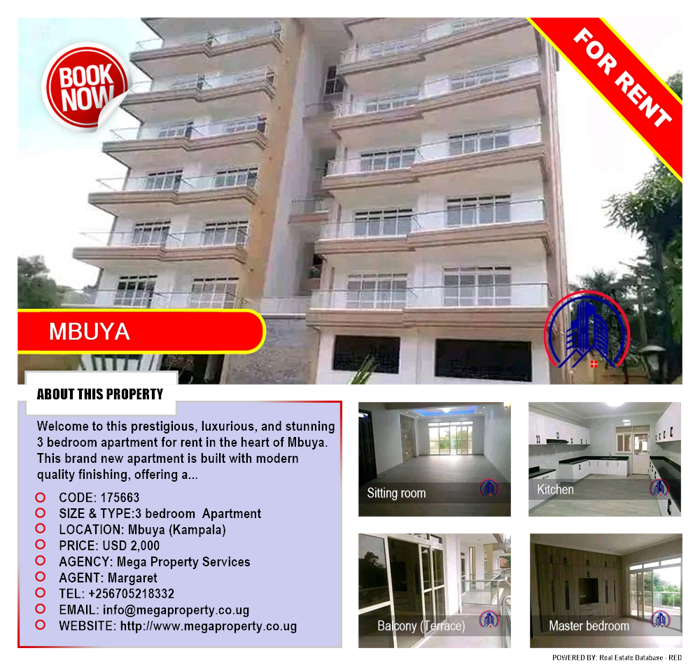 3 bedroom Apartment  for rent in Mbuya Kampala Uganda, code: 175663