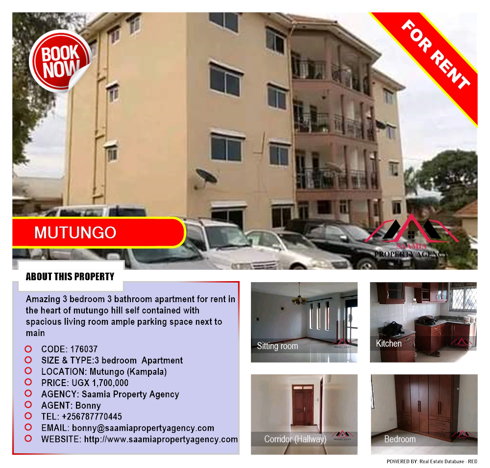3 bedroom Apartment  for rent in Mutungo Kampala Uganda, code: 176037