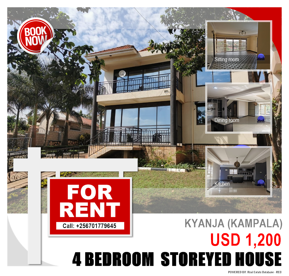 4 bedroom Storeyed house  for rent in Kyanja Kampala Uganda, code: 176046