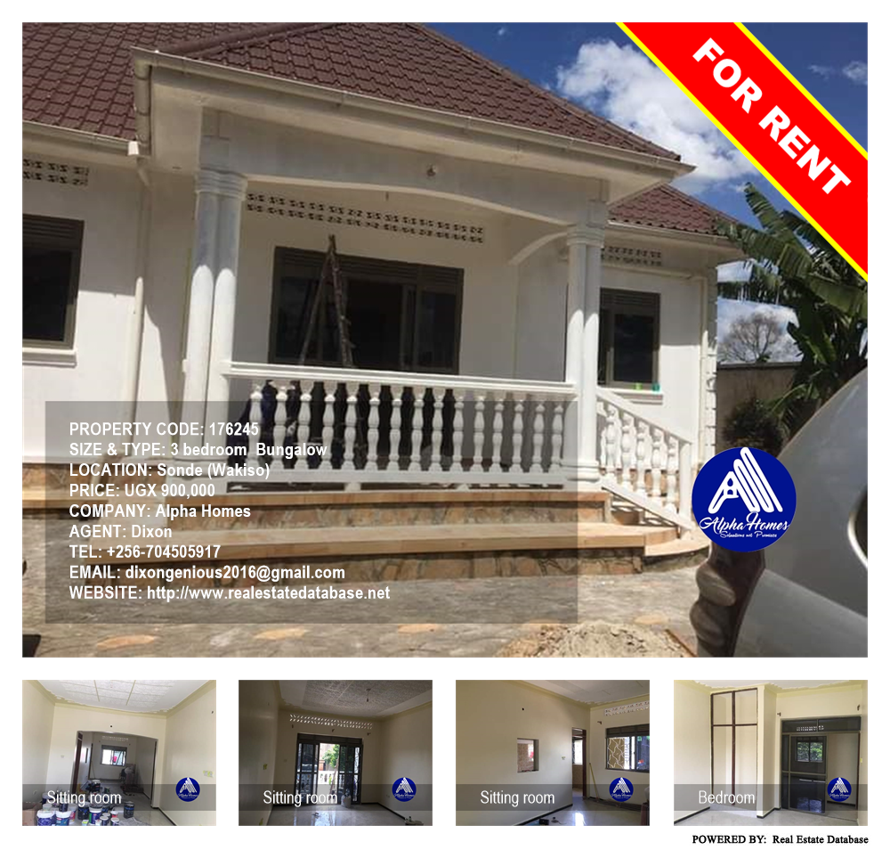 3 bedroom Bungalow  for rent in Sonde Wakiso Uganda, code: 176245