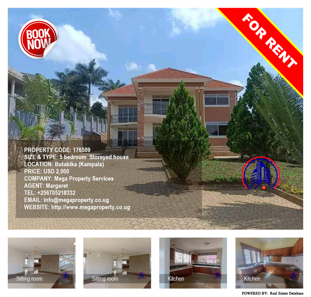 5 bedroom Storeyed house  for rent in Butabika Kampala Uganda, code: 176509