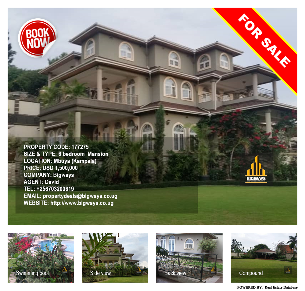 6 bedroom Mansion  for sale in Mbuya Kampala Uganda, code: 177275