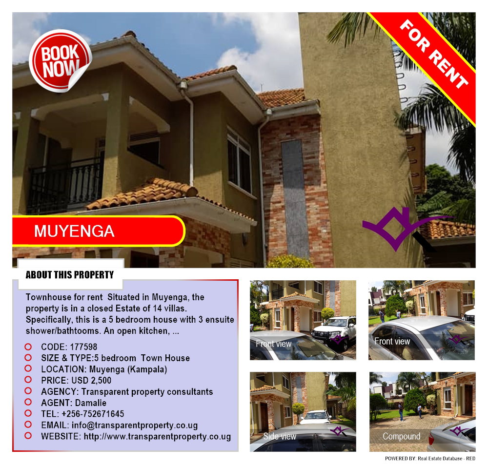 5 bedroom Town House  for rent in Muyenga Kampala Uganda, code: 177598
