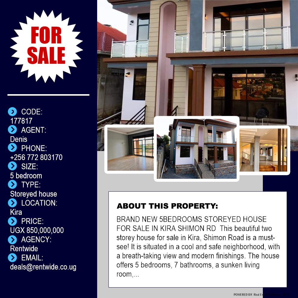 5 bedroom Storeyed house  for sale in Kira Wakiso Uganda, code: 177817