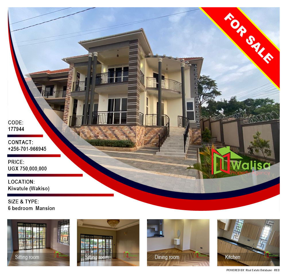 6 bedroom Mansion  for sale in Kiwaatule Wakiso Uganda, code: 177944