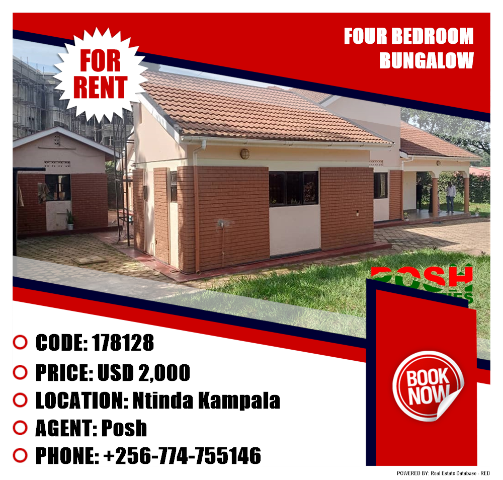 4 bedroom Bungalow  for rent in Ntinda Kampala Uganda, code: 178128