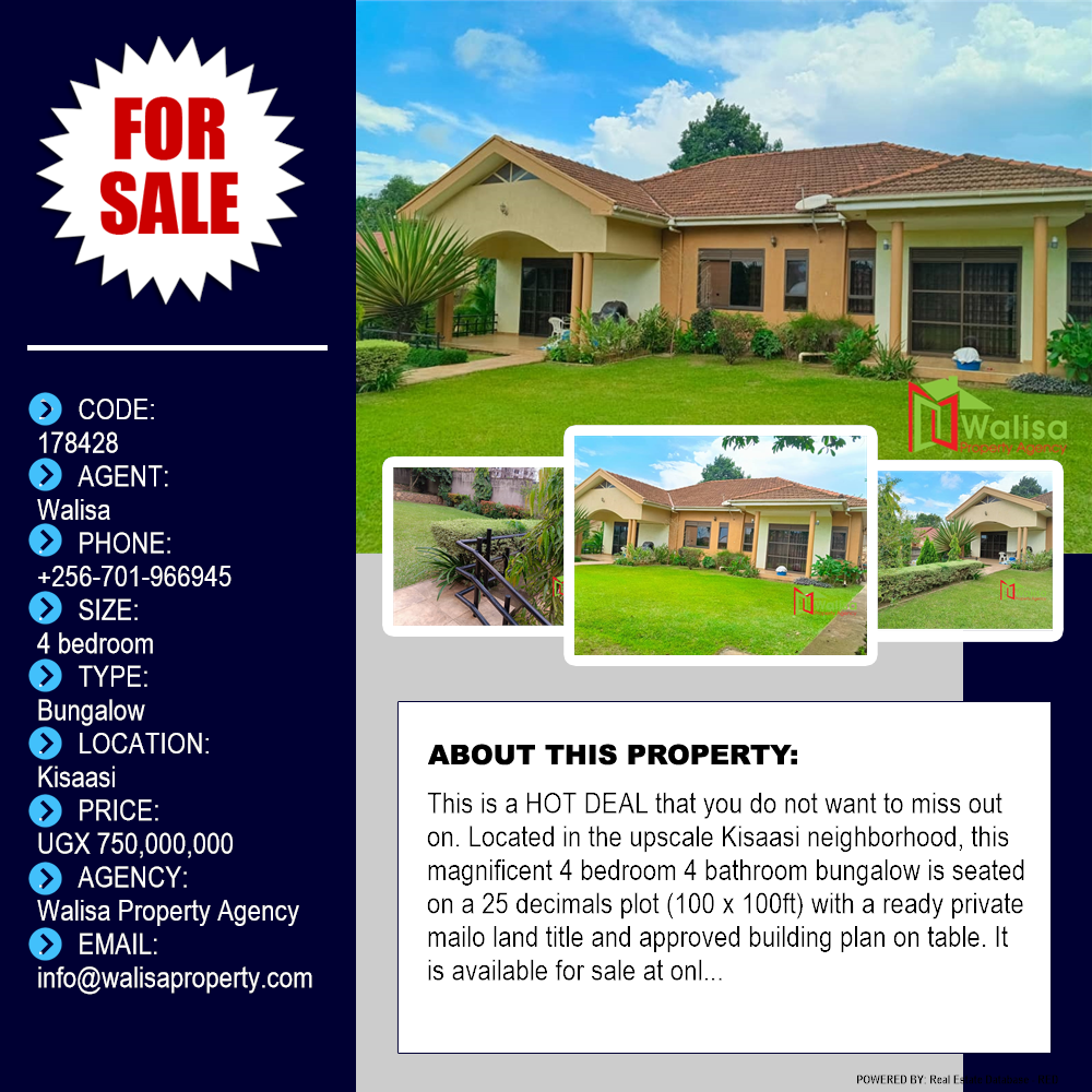 4 bedroom Bungalow  for sale in Kisaasi Wakiso Uganda, code: 178428