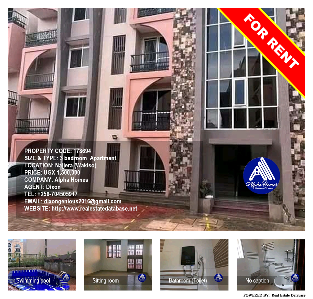 3 bedroom Apartment  for rent in Najjera Wakiso Uganda, code: 178694