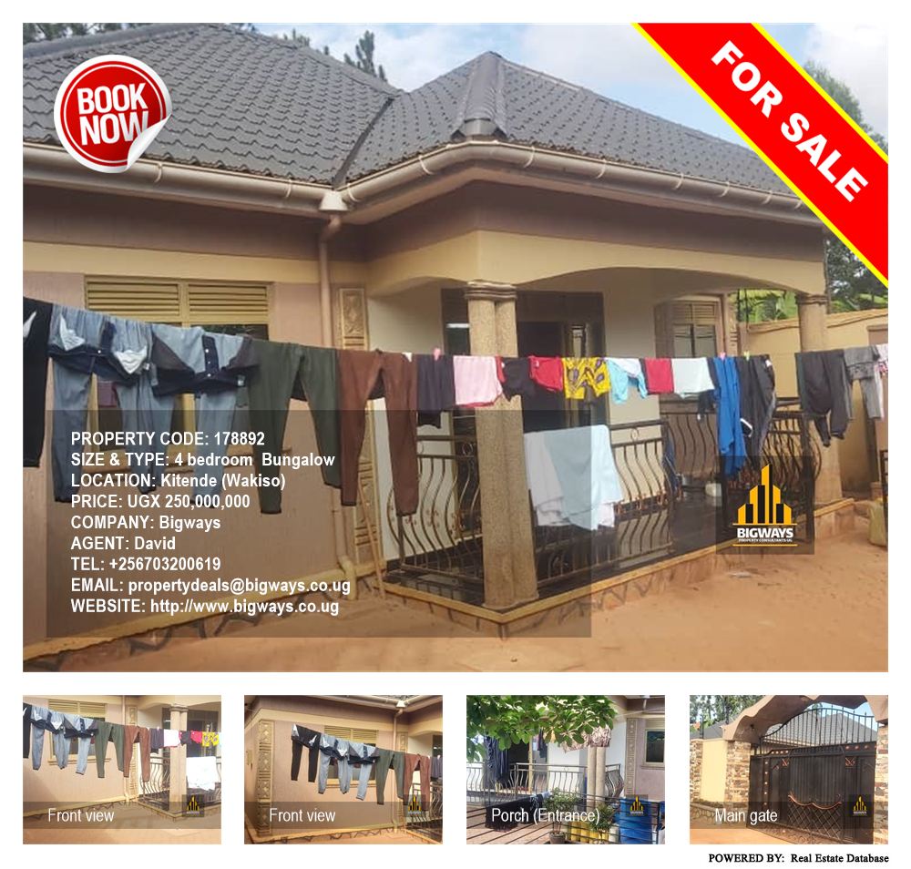 4 bedroom Bungalow  for sale in Kitende Wakiso Uganda, code: 178892