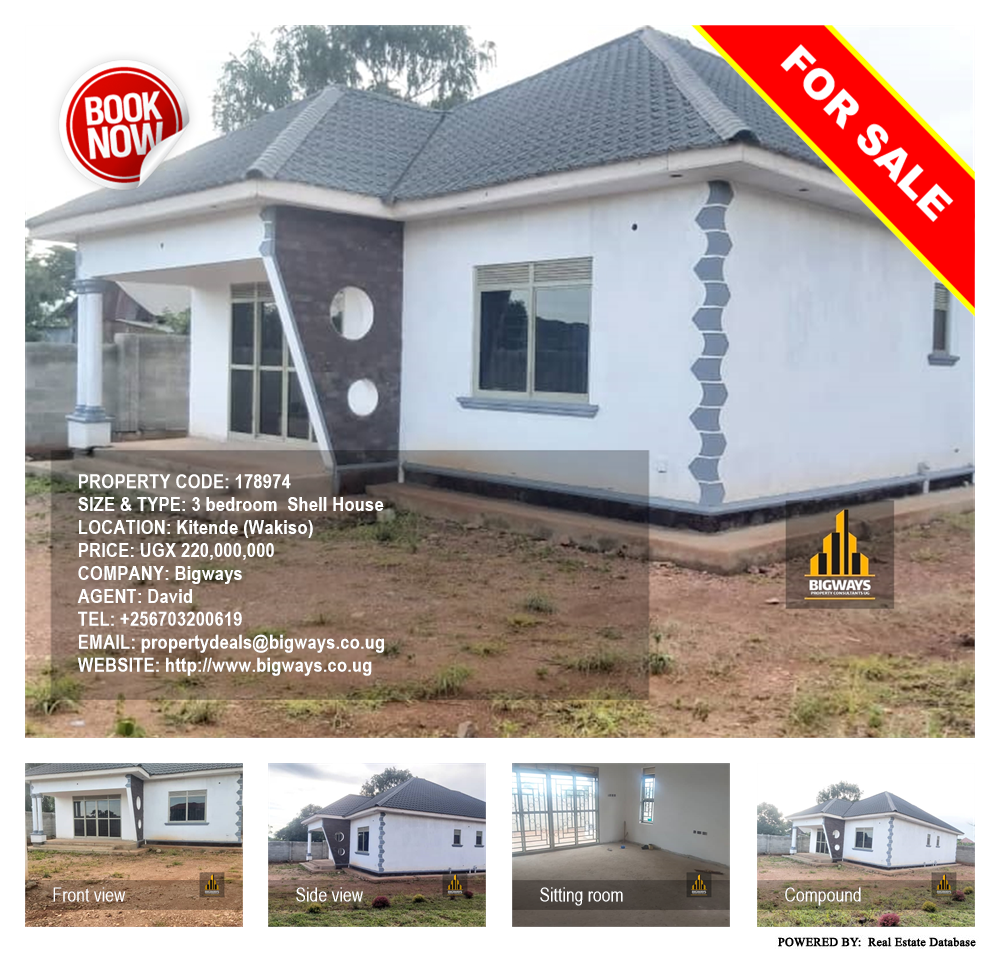 3 bedroom Shell House  for sale in Kitende Wakiso Uganda, code: 178974