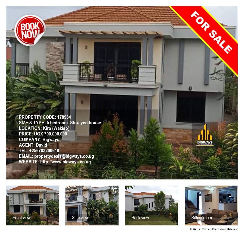 5 bedroom Storeyed house  for sale in Kira Wakiso Uganda, code: 178984