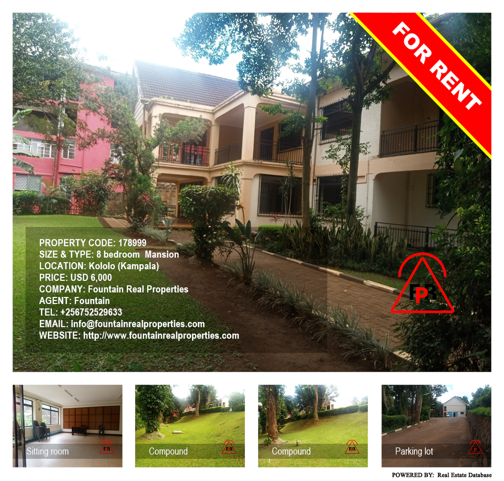 8 bedroom Mansion  for rent in Kololo Kampala Uganda, code: 178999