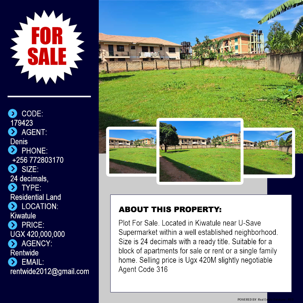 Residential Land  for sale in Kiwaatule Kampala Uganda, code: 179423