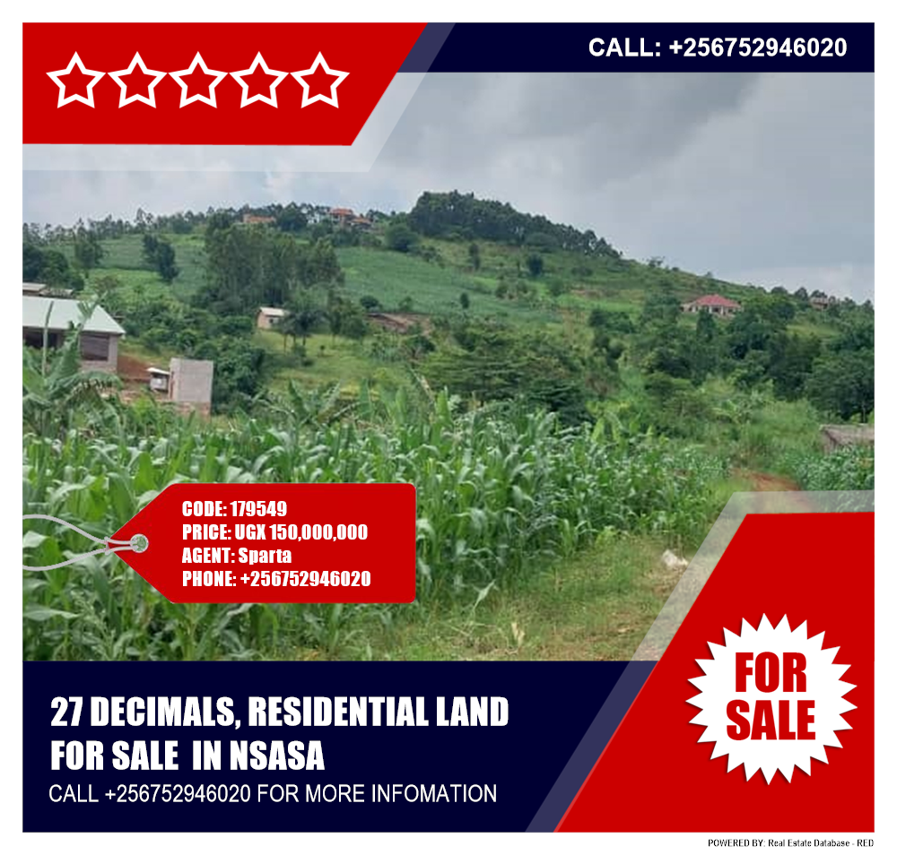 Residential Land  for sale in Nsasa Wakiso Uganda, code: 179549