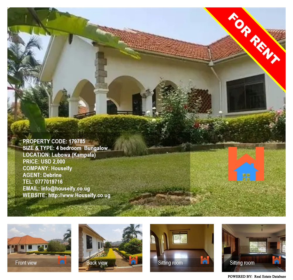 4 bedroom Bungalow  for rent in Lubowa Kampala Uganda, code: 179785