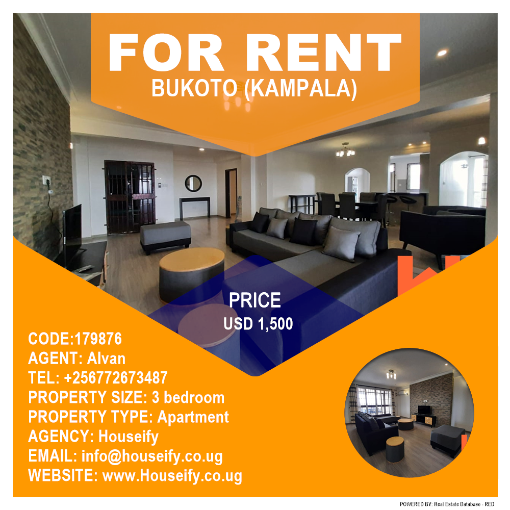 3 bedroom Apartment  for rent in Bukoto Kampala Uganda, code: 179876