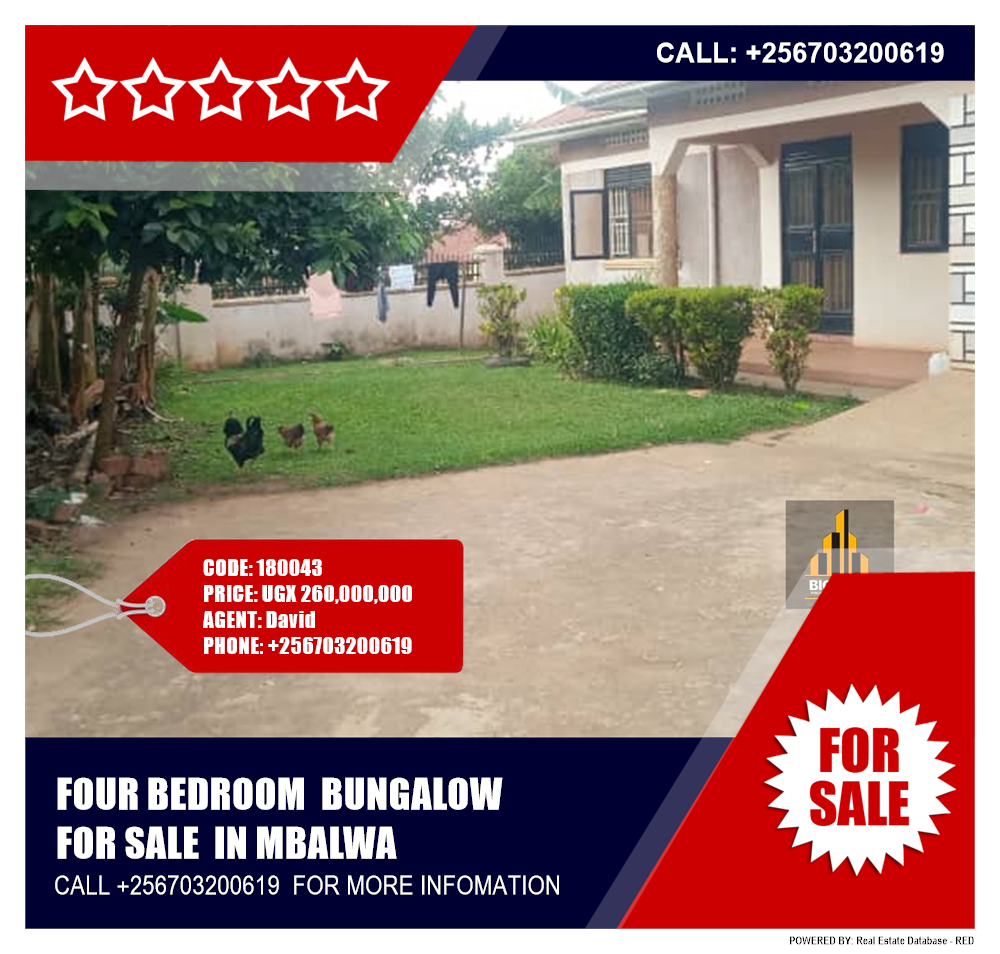 4 bedroom Bungalow  for sale in Mbalwa Wakiso Uganda, code: 180043