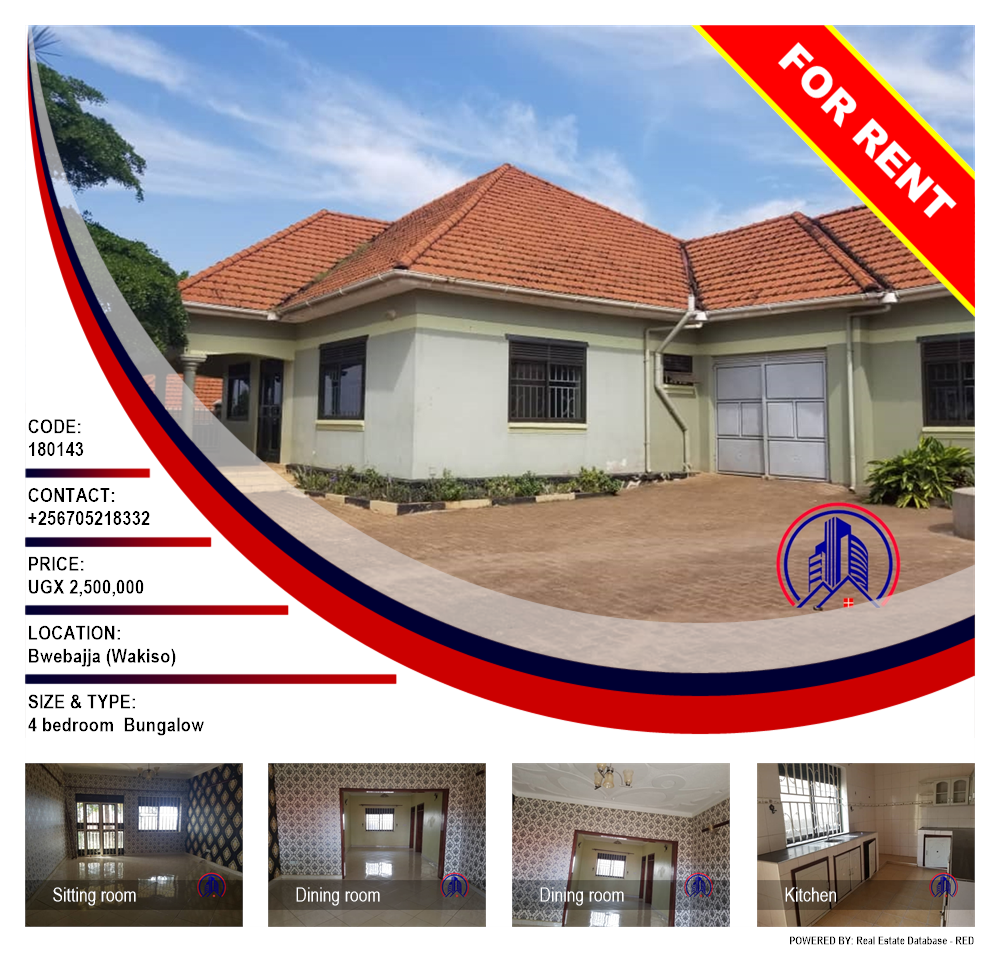 4 bedroom Bungalow  for rent in Bwebajja Wakiso Uganda, code: 180143