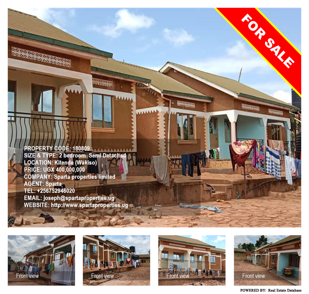 2 bedroom Semi Detached  for sale in Kitende Wakiso Uganda, code: 180809