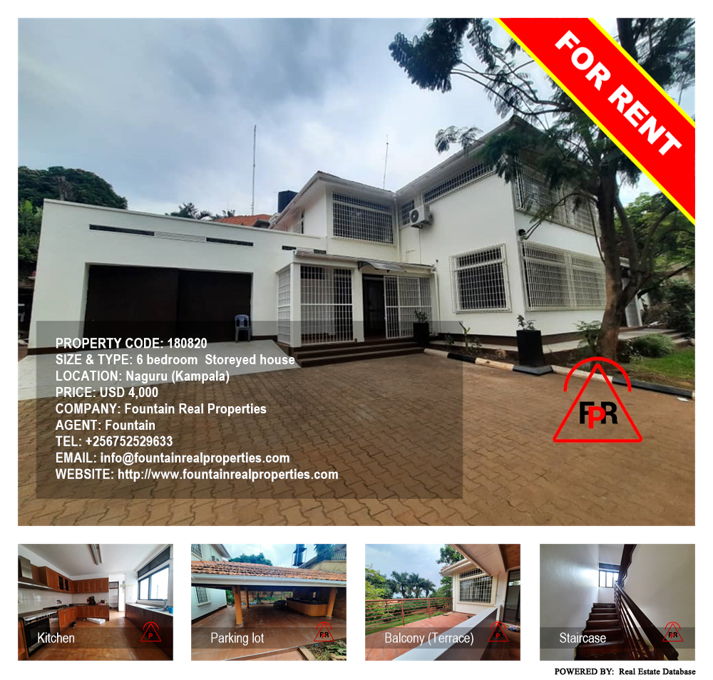 6 bedroom Storeyed house  for rent in Naguru Kampala Uganda, code: 180820