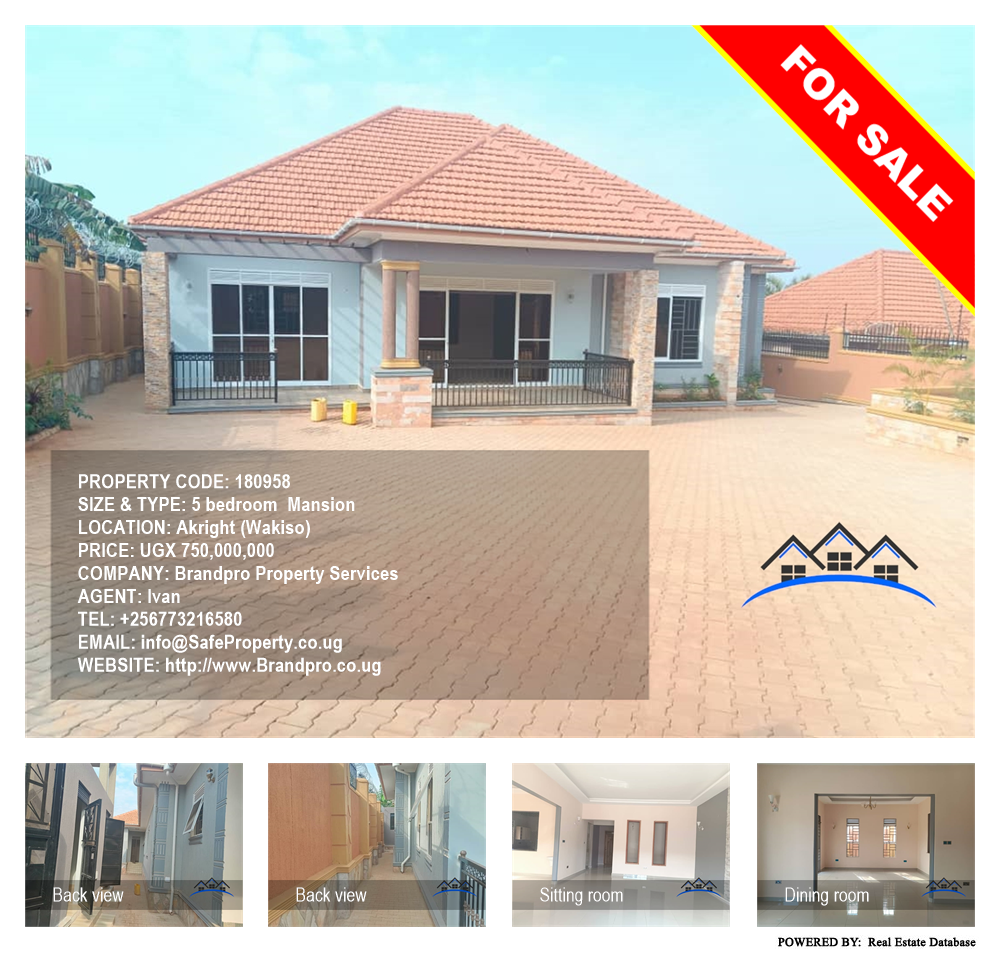 5 bedroom Mansion  for sale in Akright Wakiso Uganda, code: 180958