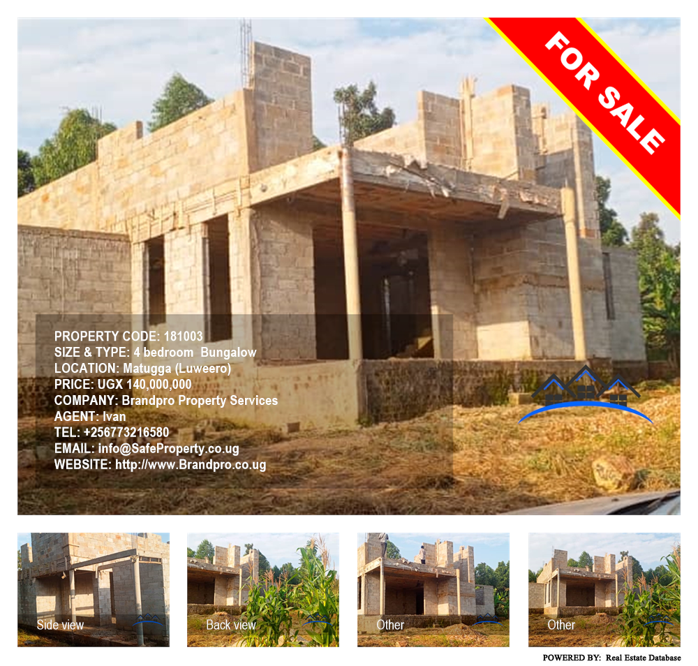 4 bedroom Bungalow  for sale in Matugga Luweero Uganda, code: 181003