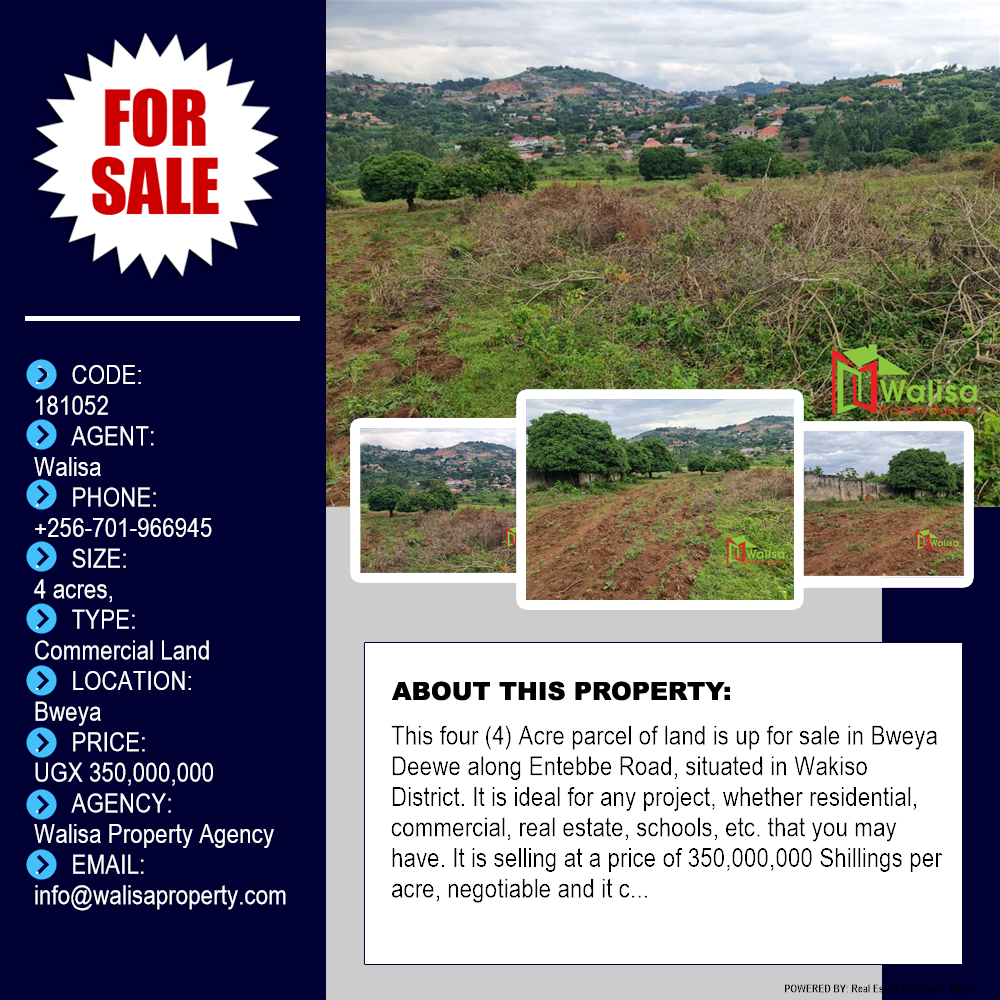 Commercial Land  for sale in Bweya Wakiso Uganda, code: 181052