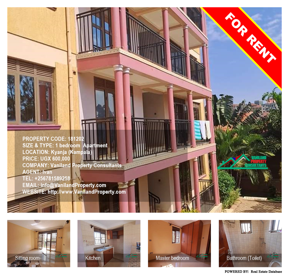 1 bedroom Apartment  for rent in Kyanja Kampala Uganda, code: 181202